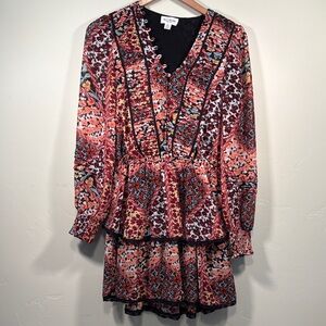 Allison New York chiffon ruffled dress elastic waist floral print S/P lined